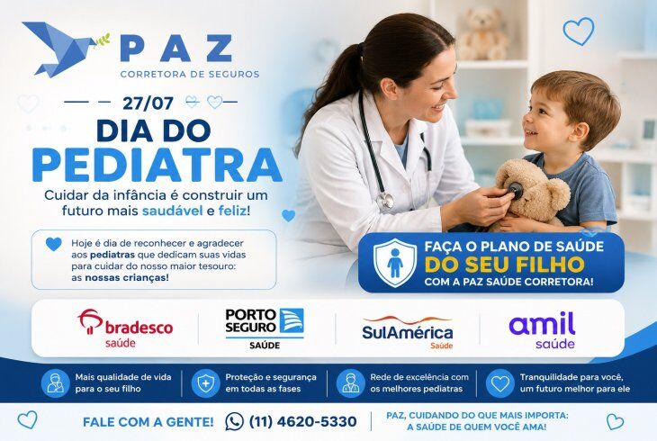 Dia 27/07 - Dia do Pediatra: faça o plano de saúde do seu filho