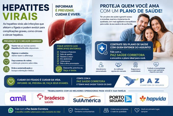Hepatites virais: contrate seu plano com a Paz Corretora de Seguros